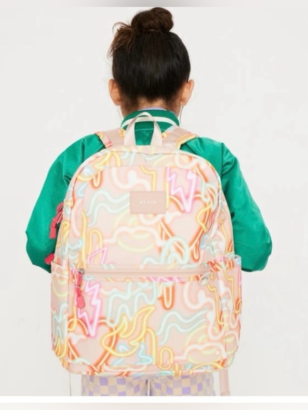 NWT RARE STATE Lane kids travel oversized neon backpack with neon doodles